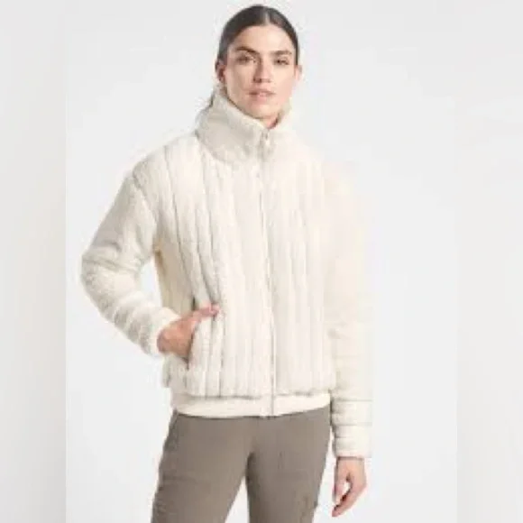 Athleta Willow Fleece Sherpa Bomber Jacket - Picture 1 of 15